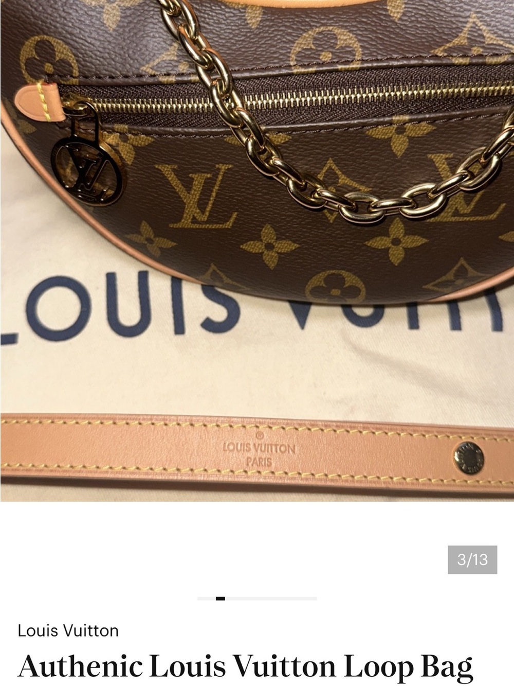 Authenic Louis Vuitton Monogram Loop Pm Shoulder Bag with Gold Chain - Picture 9 of 13
